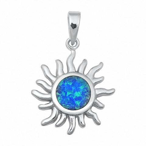 925 Sterling Silver Charm Simulated Stone Sun Pendant For Women