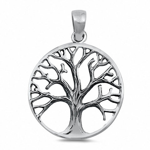 925 Sterling Silver Rounded Tree of Life Pendant