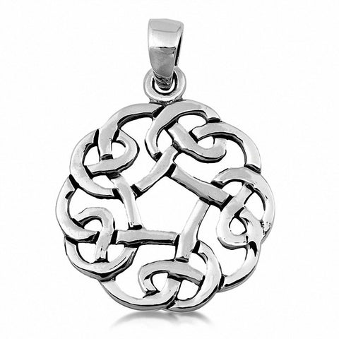 925 Sterling Silver Art Deco Round Celtic Pendant