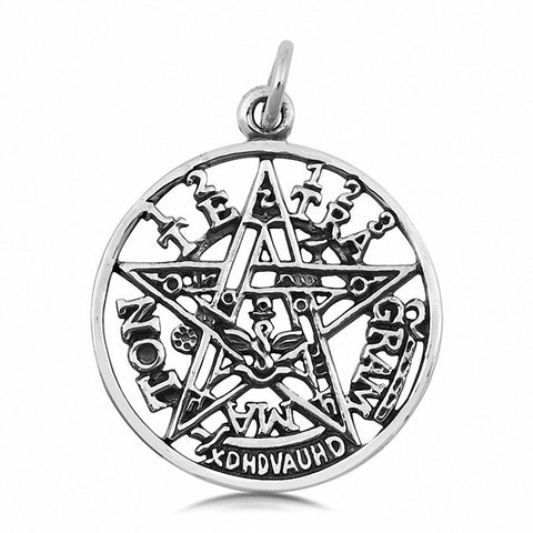 925 Sterling Silver Pentagram Tetragram Pendant