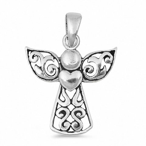 925 Sterling Silver Filigree Angel Pendant