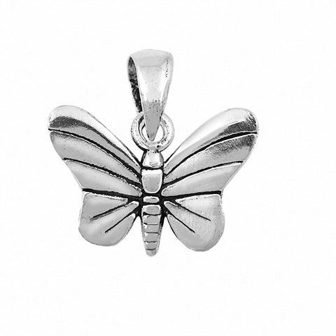925 Sterling Silver Charm Oxidize Butterfly Pendant