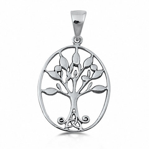 925 Sterling Silver Oval Tree of Life Pendant