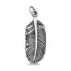 925 Sterling Silver Charm Oxidized Feather Pendant
