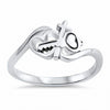 925 Sterling Silver Heart Cross Key Anniversary Ring Band