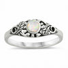 925 Sterling Silver Antique Desing Round Filigree Design Simulated Ring
