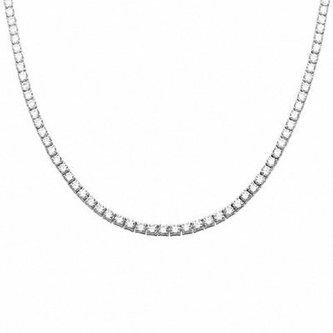 925 Sterling Silver 6mm Round Simulated CZ Necklace Pendant