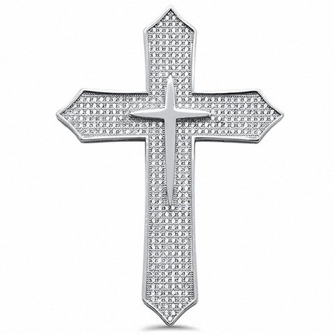 925 Sterling Silver Micro Pave CZ Hip Hop Cross Pendant