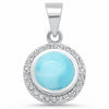 925 Sterling Silver Bezel Simulated Stone Round CZ Pendant