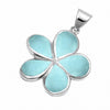 925 Sterling Silver Plumeria Flower Charm Simulated Stone Pendant