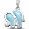 925 Sterling Silver Created Opal Elephant Pendant