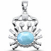 925 Sterling Silver Charm Simulated Stone Crab Pendant