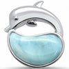 925 Sterling Silver Charm Solid Created Opal Dolphin Pendant