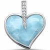925 Sterling Silver Art Deco Charm Round CZ Heart Pendant