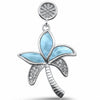 925 Sterling Silver Charm Palm Treee Round Cubic Zirconia Pendant