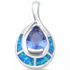 925 Sterling Silver Teardrop Pear Simulated Tanzanite  Pendants