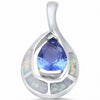 925 Sterling Silver Teardrop Pear Simulated Tanzanite  Pendants