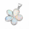 925 Sterling Silver Plumeria Flower Charm Simulated Stone Pendant