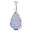 925 Sterling Silver Created Blue Opal Teardrop Pear Shape Solitaire Pendant