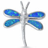 925 Sterling Silver Dragonfly Simulated Stone  Pendant