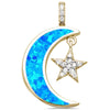 925 Sterling Silver Crescent Moon Dangling Star Pendant