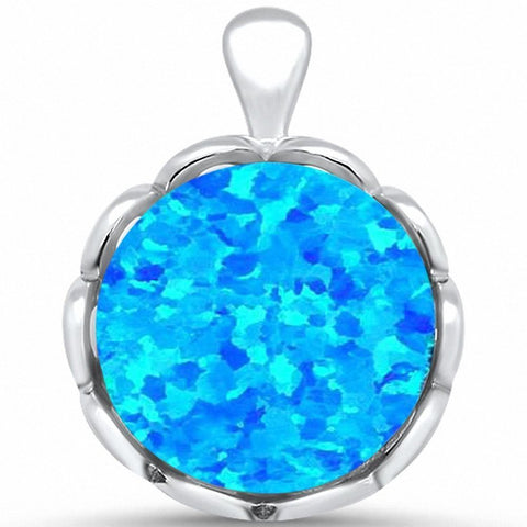 925 Sterling Silver Simulated Stone Charm Round Fashion Pendant