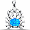 925 Sterling Silver Charm Simulated Stone Crab Pendant