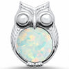 925 Sterling Silver Charm Simulated Stone Owl Pendant