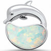 925 Sterling Silver Charm Solid Created Opal Dolphin Pendant