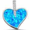 925 Sterling Silver Art Deco Charm Round CZ Heart Pendant