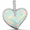 925 Sterling Silver Art Deco Charm Round CZ Heart Pendant