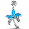 925 Sterling Silver Charm Palm Treee Round Cubic Zirconia Pendant