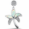 925 Sterling Silver Charm Palm Treee Round Cubic Zirconia Pendant