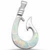 925 Sterling Silver Charm Simulated Stone Fish Hook Pendant