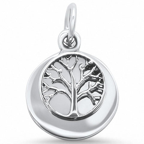 925 Sterling Silver Round Dangling Tree of Life Charm Pendant