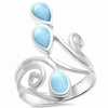Fashion Teardrop Pear Swirl Spiral Ring Pear Simulated Black Onyx 925 Sterling Silver Choose Color