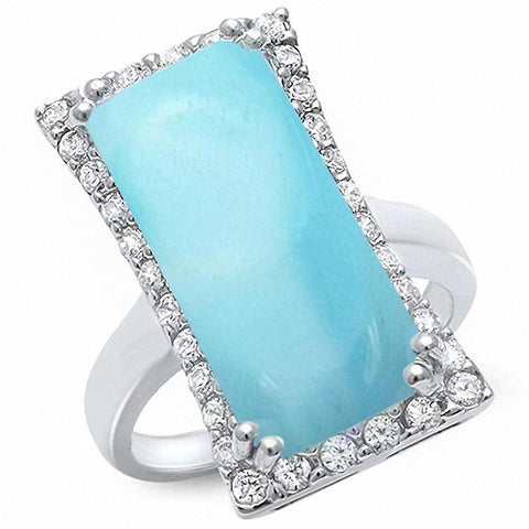 925 Sterling Silver Created Blue Opal Round CZ Cocktai Wedding Ring