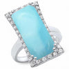 925 Sterling Silver Created Blue Opal Round CZ Cocktai Wedding Ring