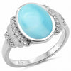 925 Sterling Silver Oval Lab Created White Opal Round CZ Fashion Ring