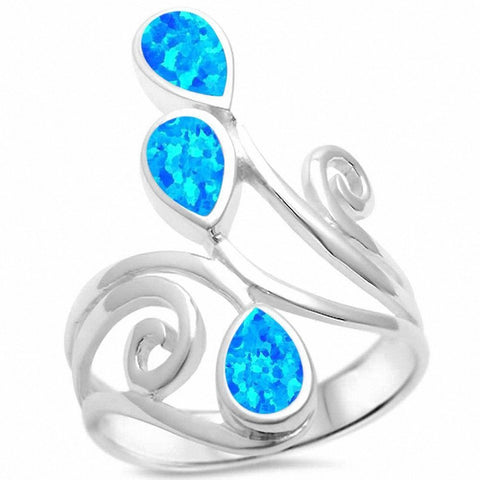 Fashion Teardrop Pear Swirl Spiral Ring Pear Simulated Black Onyx 925 Sterling Silver Choose Color