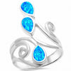 Fashion Teardrop Pear Swirl Spiral Ring Pear Simulated Black Onyx 925 Sterling Silver Choose Color