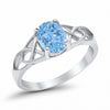 925 Sterling Silver Oval Created White Opal Black Tone Engagement Ring