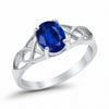 925 Sterling Silver Oval Created White Opal Black Tone Engagement Ring