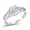 925 Sterling Silver Oval Created White Opal Black Tone Engagement Ring