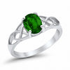 925 Sterling Silver Oval Created White Opal Black Tone Engagement Ring