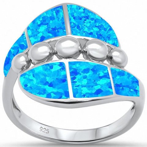925 Sterling Silver Simulated Larimar Fashion Ring