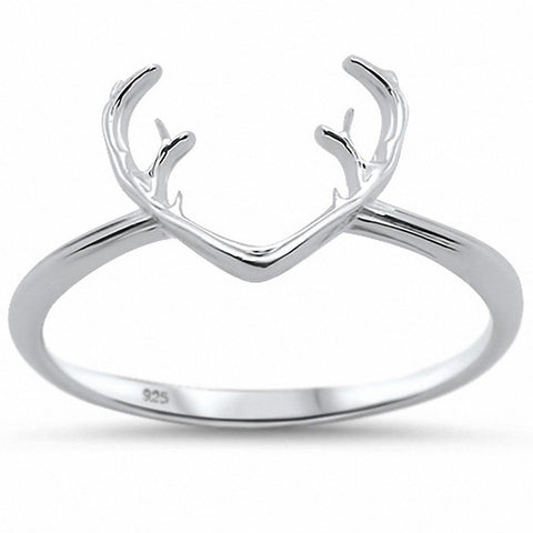 925 Sterling Silver Reindeer Band Ring Plain