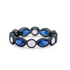 4mm Eternity Style Art Deco Band Ring Marquise Round Cubic Zirconia 925 Sterling Silver
