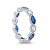 4mm Eternity Style Art Deco Band Ring Marquise Round Cubic Zirconia 925 Sterling Silver