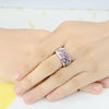 Ruby & Clear Simulated CZ 925 Sterling Silver Party Wear Ring